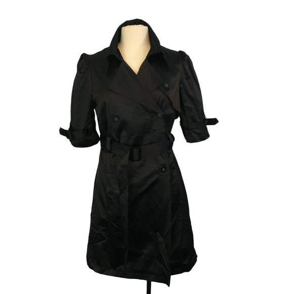 Elle Jackets & Coats Elle Womens Black Trench Coat Dress Short